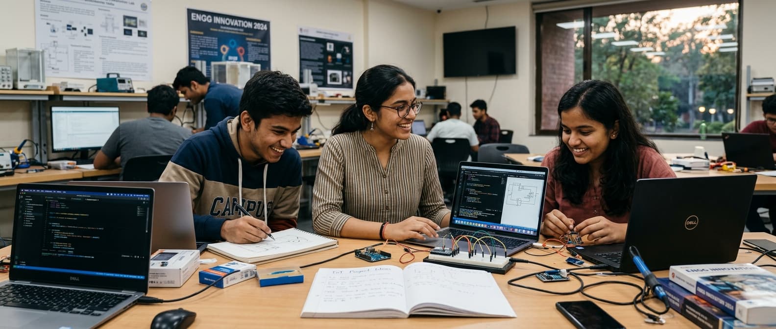 A guide with tips for first-year engineering students in India on how to succeed in college and prepare for their careers.